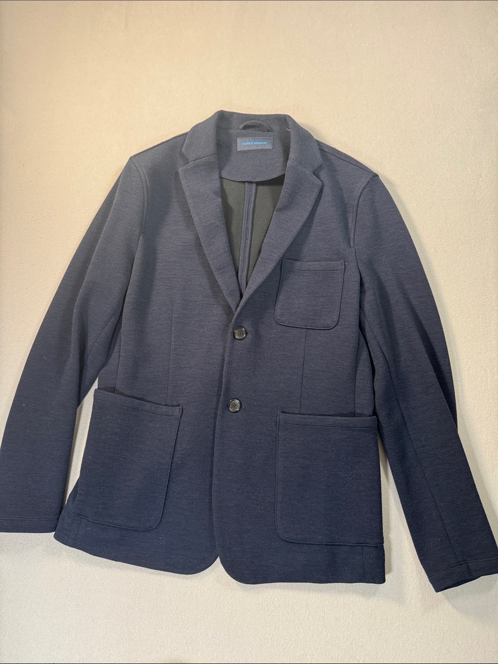 Patrick Assaraf Men's Navy Knit Blazer, size M